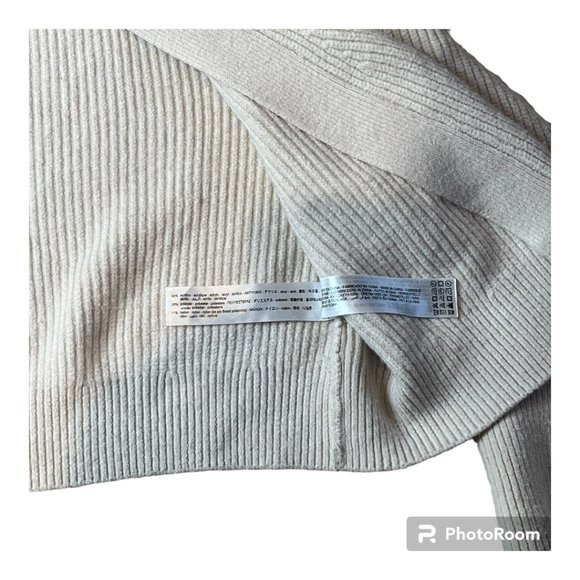 Zara cream colored open front hip length sweater. Size Medium - Picture 3 of 4